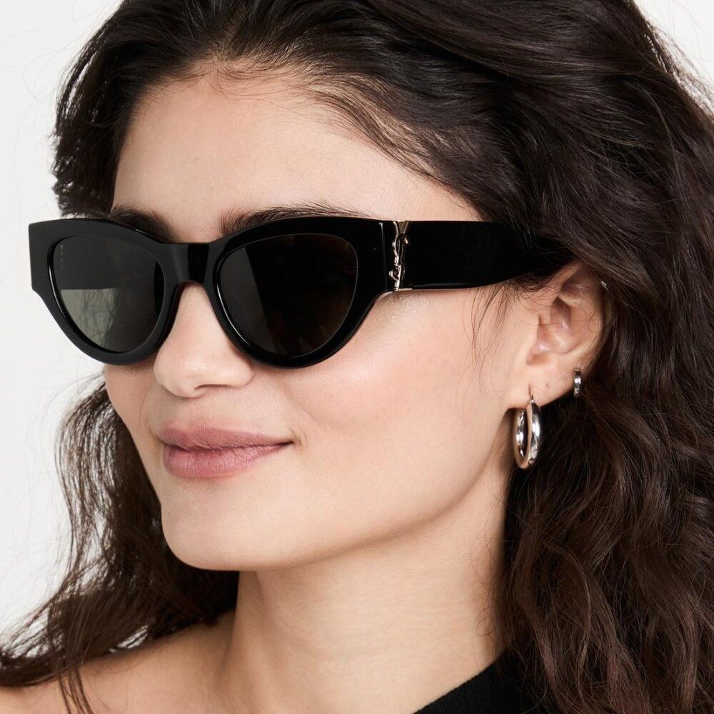 NEW Saint Laurent SLM94 001 Black Grey Cat Eye Women Sunglasses - Picture 17 of 17